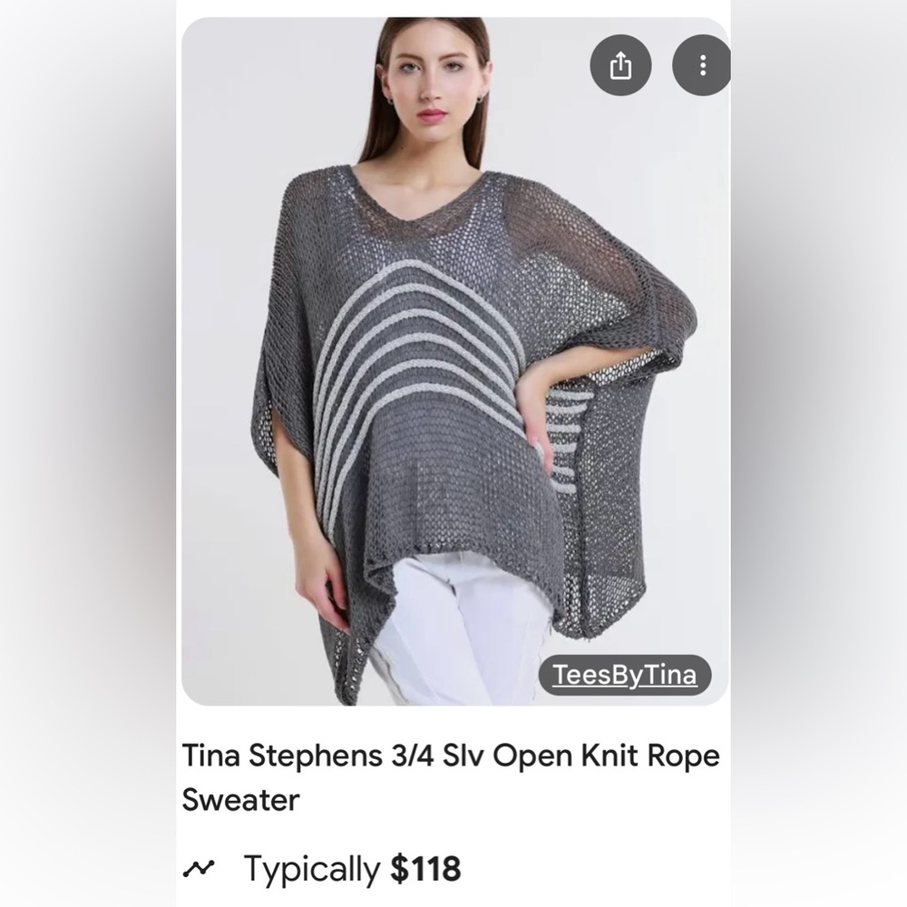 Gray Open Knit Sweater with some shimmer on the front . Gorgeous